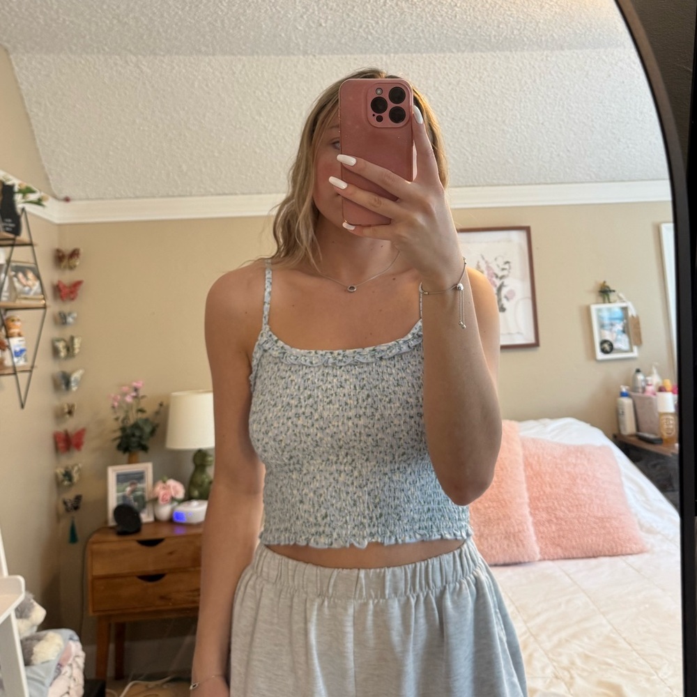 Blue Floral Tank Top - Picture 2 of 2